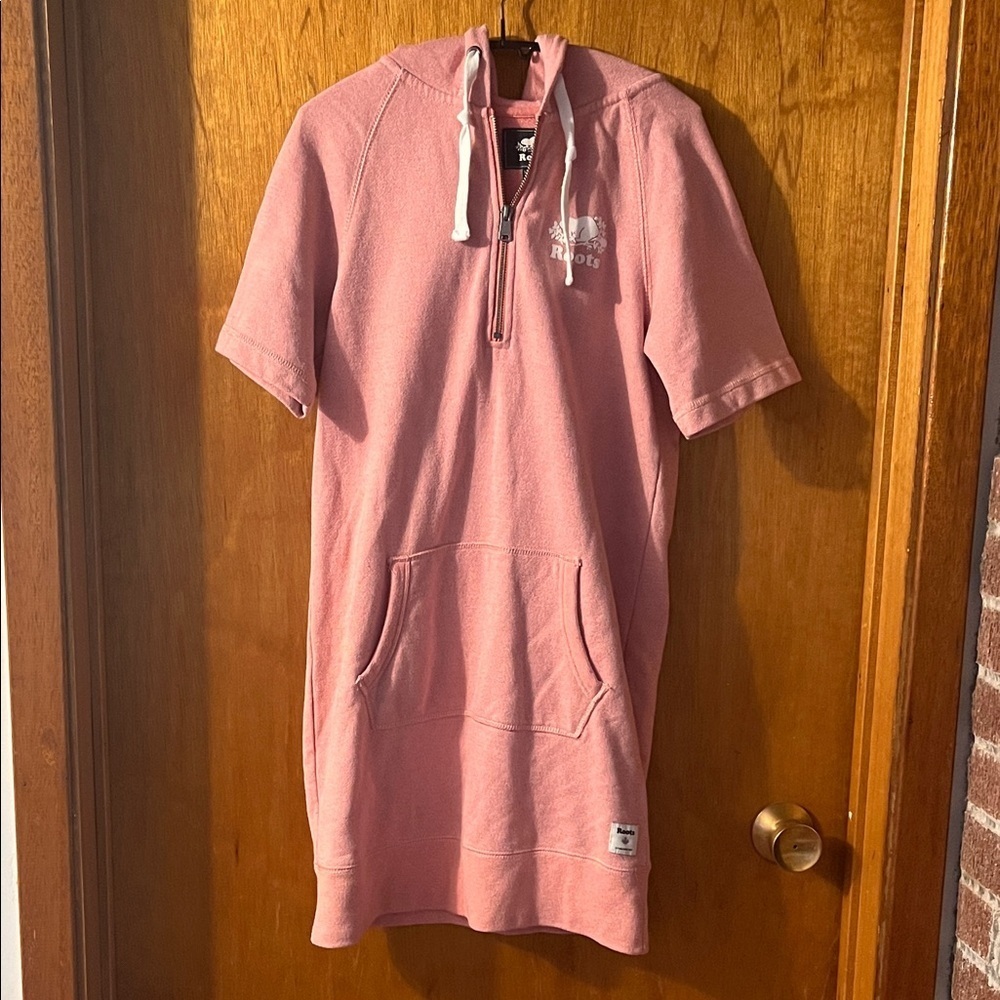 Woman’s Roots Pink Hoodie Dress with Short Sleeves XXS